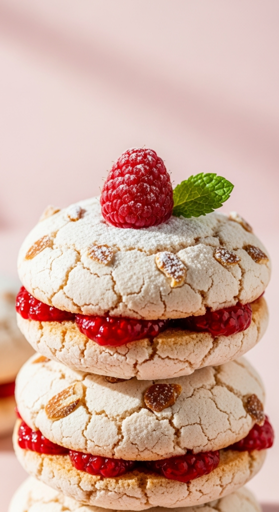 Irresistible Almond Meringue Cookies with Raspberry Filling