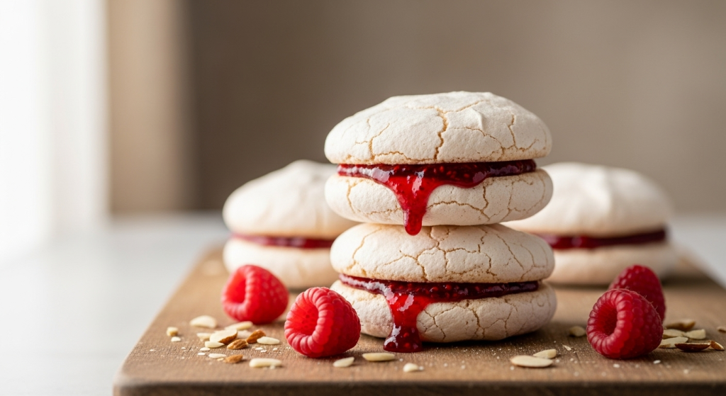 Irresistible Almond Meringue Cookies with Raspberry Filling