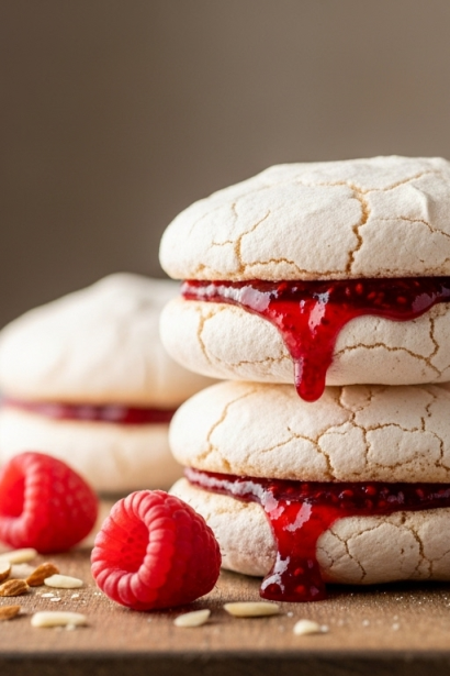 Irresistible Almond Meringue Cookies with Raspberry Filling
