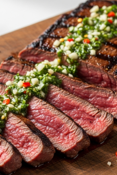Irresistible Savor Grilled Flank Steak with Zesty Chimichurri Sauce