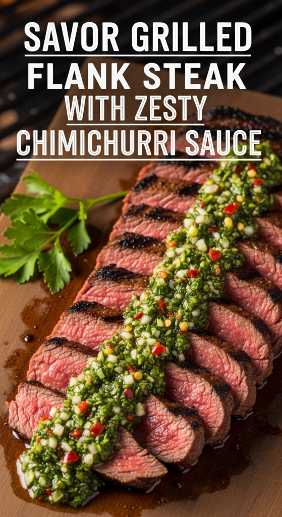 Irresistible Savor Grilled Flank Steak with Zesty Chimichurri Sauce