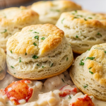 Savor Delicious Lobster Pot Pie Topped with Herby Tarragon Biscuits