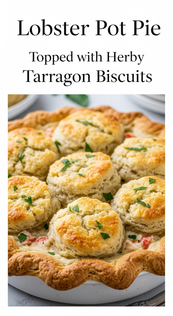 Savor Delicious Lobster Pot Pie Topped with Herby Tarragon Biscuits