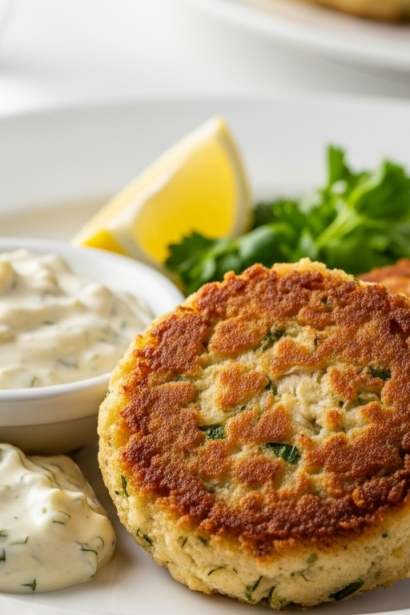 Savor Maryland-Style Crab Cakes Served with Classic Tartar Sauce