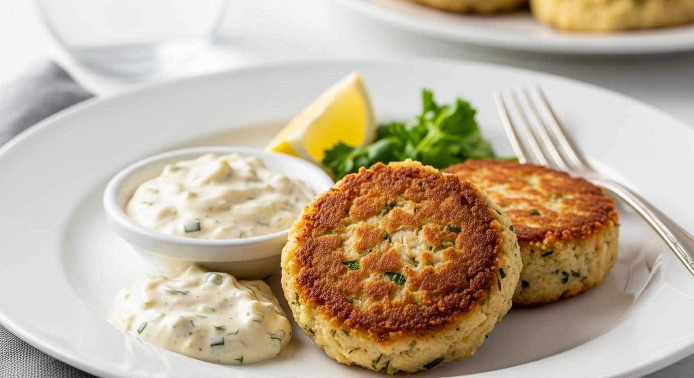 Savor Maryland-Style Crab Cakes Served with Classic Tartar Sauce