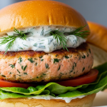 Savory Salmon Burgers with Refreshing Dill Yogurt Sauce