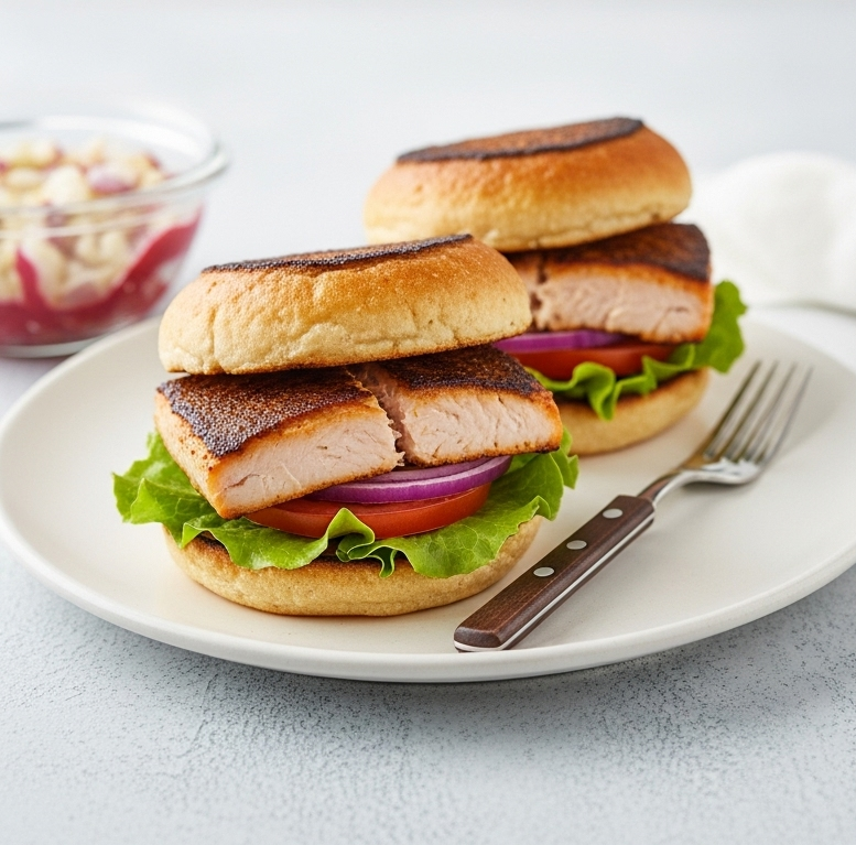Savory Salmon Burgers with Refreshing Dill Yogurt Sauce