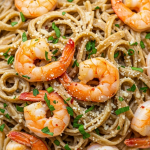 Savory Skinny Shrimp Alfredo with Whole Wheat Pasta: Light & Lush