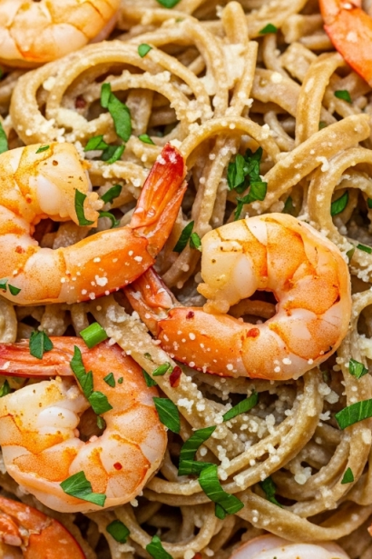 Savory Skinny Shrimp Alfredo with Whole Wheat Pasta: Light & Lush