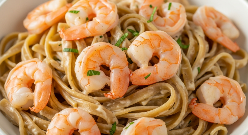 Savory Skinny Shrimp Alfredo with Whole Wheat Pasta: Light & Lush