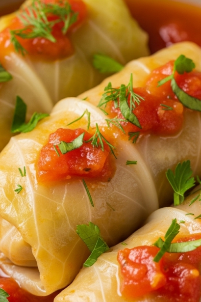 Stuffed Cabbage Rolls with Tangy Tomato Sauce: Wrapped in Flavor