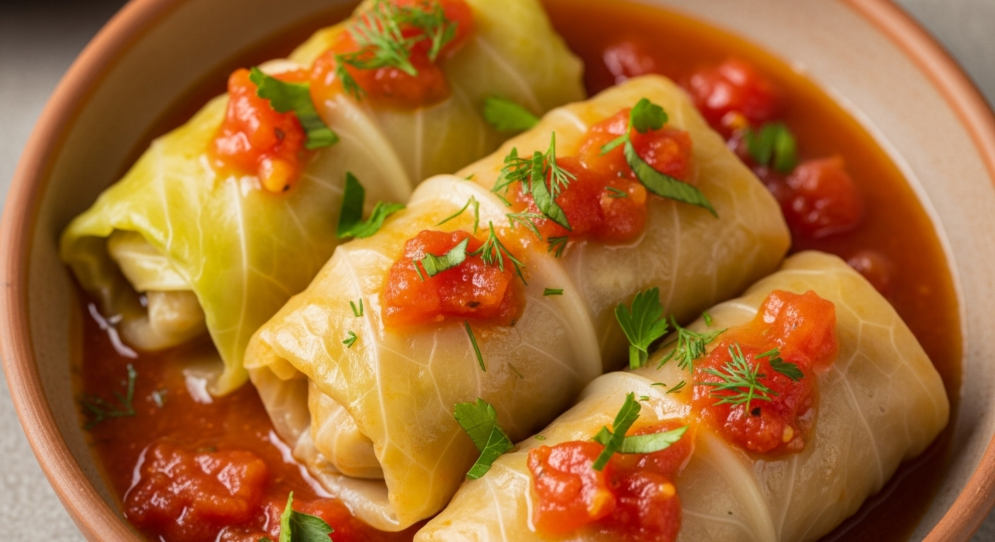Stuffed Cabbage Rolls with Tangy Tomato Sauce: Wrapped in Flavor
