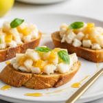 Sweet & Savory Asian Pear Gorgonzola Crostini with Honey Drizzle