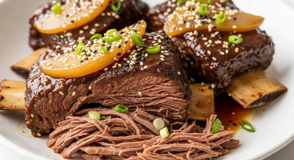 Best Tender Braised Beef Ribs in Sweet Pear & Soy Marinade