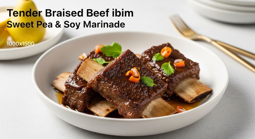 Best Tender Braised Beef Ribs in Sweet Pear & Soy Marinade