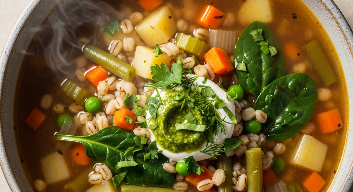 Wholesome Hearty Vegetable Barley Soup Blissful & Nutritious