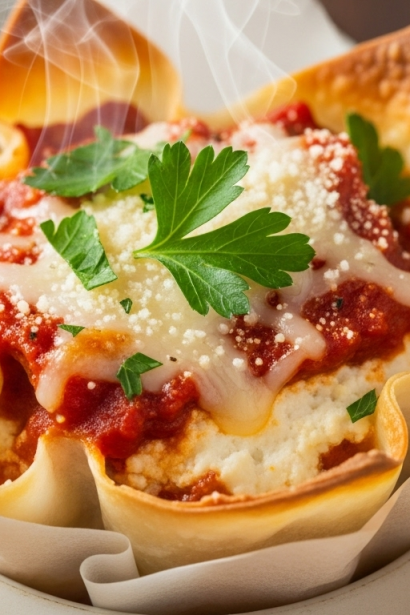 Wonton Wrapper Lasagna Cupcakes: Bite-Sized Italian Delight