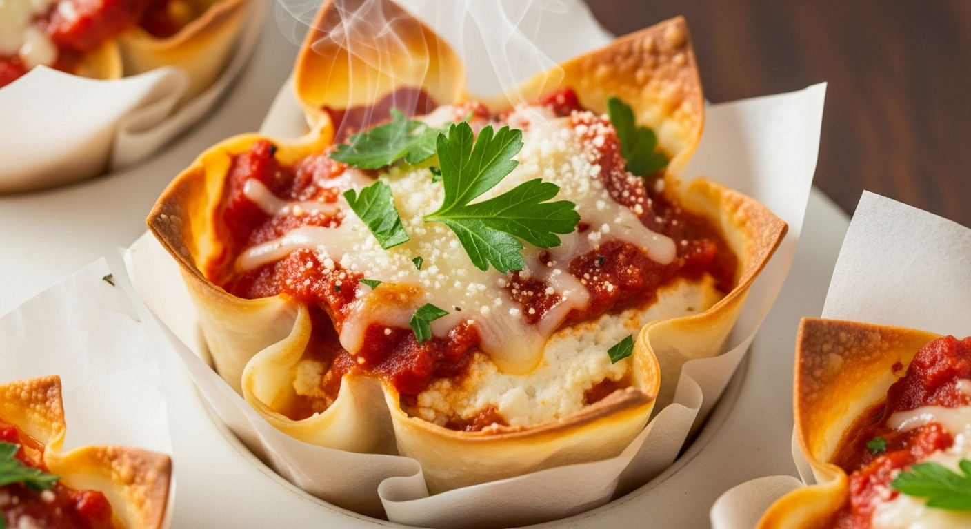 Wonton Wrapper Lasagna Cupcakes: Bite-Sized Italian Delight