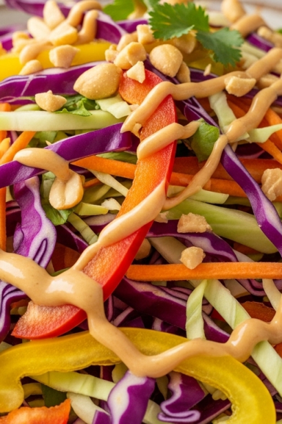 Zesty Asian Slaw with Creamy Peanut Lime Dressing Delight