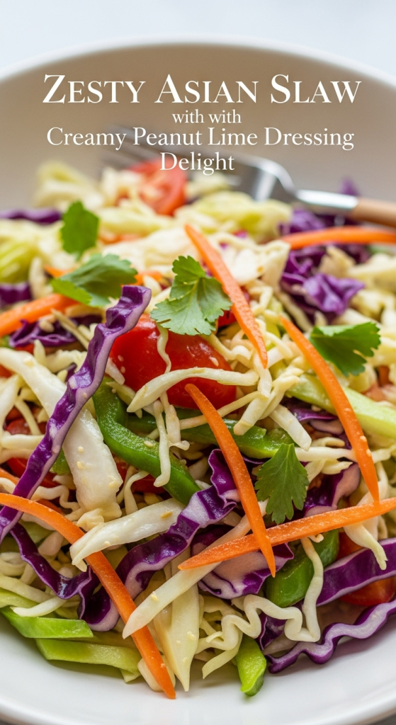 Zesty Asian Slaw with Creamy Peanut Lime Dressing Delight