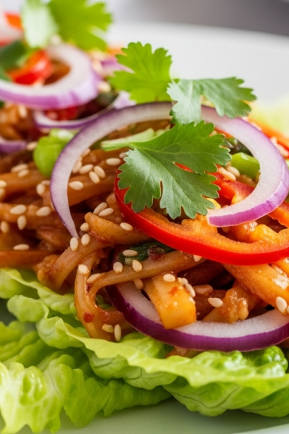 Zesty Sweet Chili Chicken Lettuce Wraps