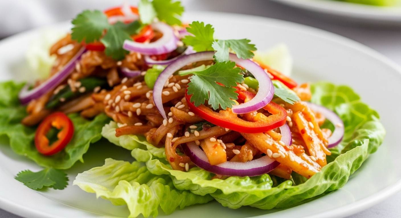 Zesty Sweet Chili Chicken Lettuce Wraps