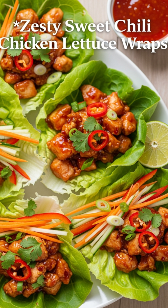 Zesty Sweet Chili Chicken Lettuce Wraps