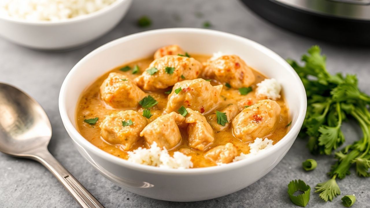 دجاج بالزبدة الكريمي في قدر الضغط الفوري، لذة سريعة ونكهة غنية.