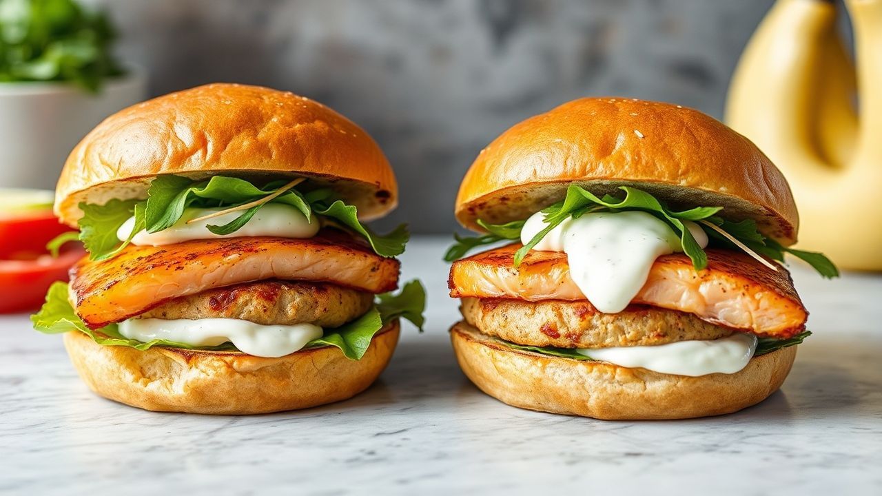 شرائح سلمون مشوية مع صوص زبادي بالـدill منعش وبطعم لا يُقاوم