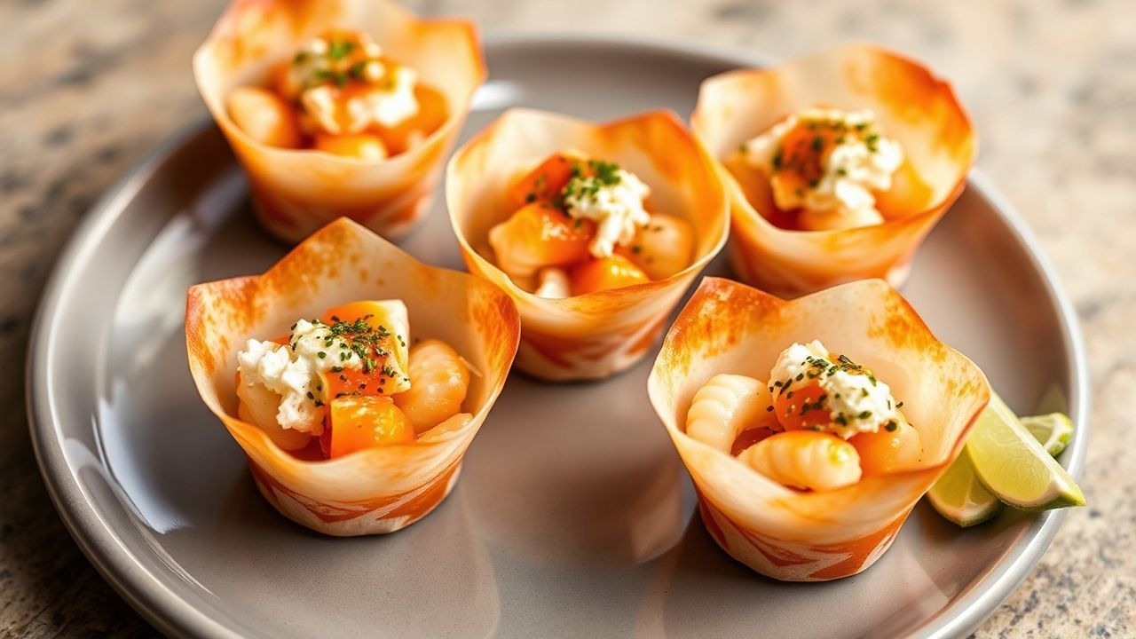 كؤوس سوشي كاني محشوة بالسرطان الحار، طبق بحر ناعم ولذيذ.