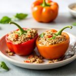 فلفل إيطالي محشي بالكينوا، دافئ وشهي وملفوف بخضار طازجة، وصفة مطمئنة للمدونة