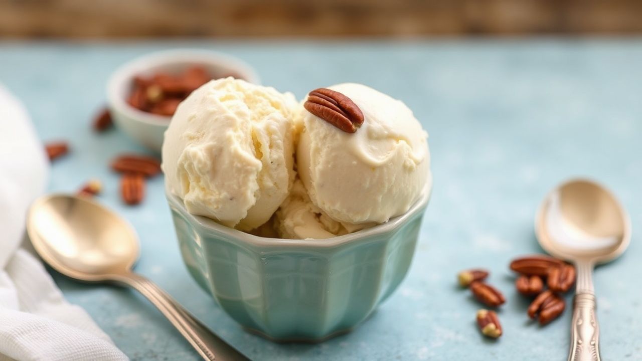 آيس كريم بانا كريمي بنكهة الفستق والجوز مع سكر ذهبي، وصفة نباتية لا تُنسى