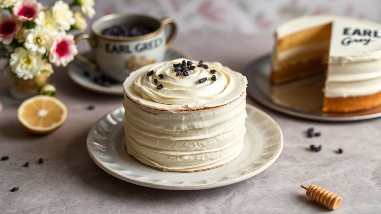 كعكة طبقات شاي إيرل غراي بعسل زبدة كريمي لحظات شاي لا تُنسى بتقديم فاخر