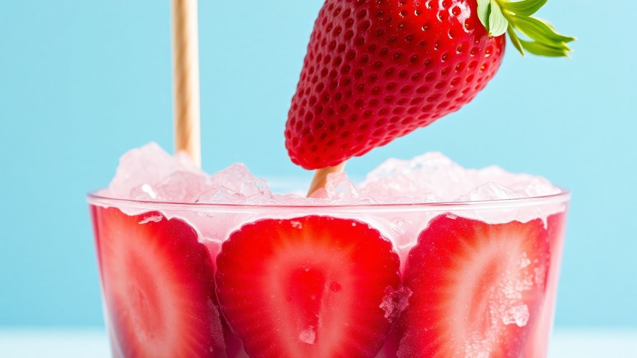 حلوى الفراولة المجمّدة الجذابة: برودة تَروّح وطعم يبهج—وَرَدَة منسجمة تضيف متعة لا تُقاوَم