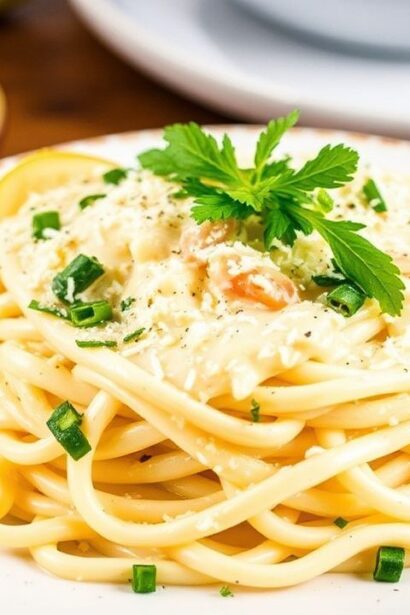 وعاء فettuccine ألفريدو كريمي سريع التحضير، مع إشارة لتقنية “Speedy & Silky” في 20 دقيقة