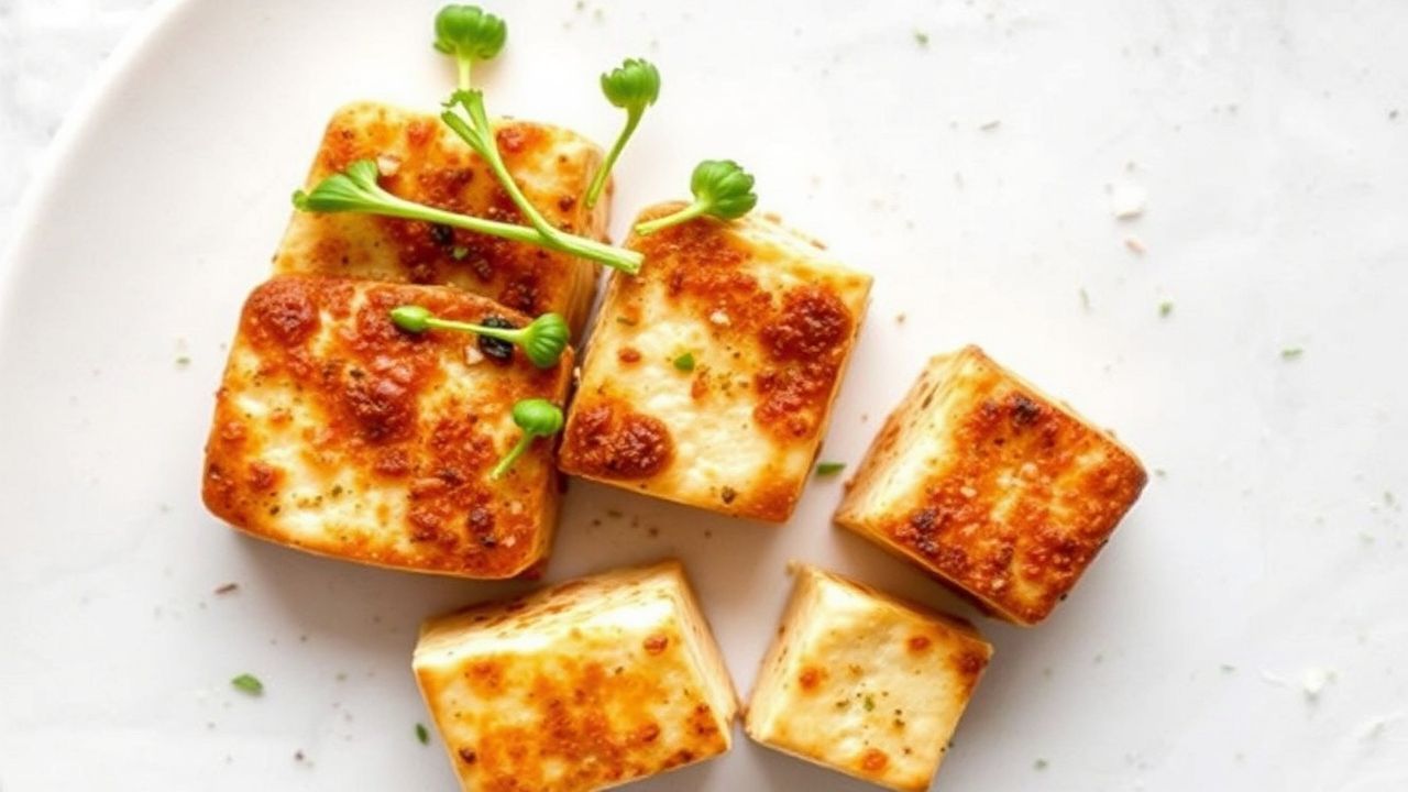 صورة توفو مقرمش في القلاية الهوائية، دليل شامل لنتيجة مثالية دون عناء.