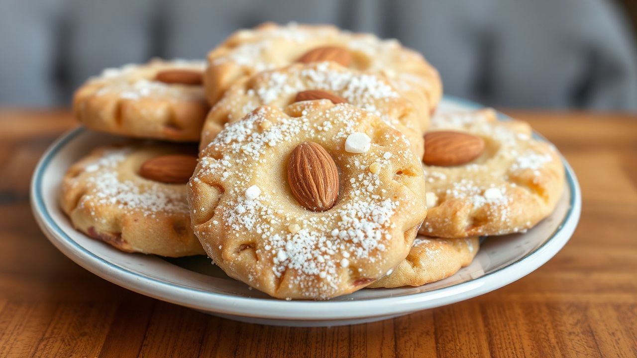 حلوى Acıbadem Kurabiyesi التركية بلوزة اللوز المرة، لقمة حلوة مغطاة بالسكر.