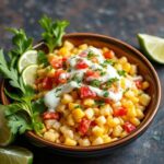 سلطة ذرة مكسيكية شيبيس (إسكريتس) زبيانية وصحية مع صلصة ورشات فلفل وليمون