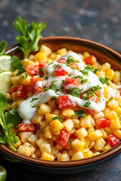 سلطة ذرة مكسيكية شيبيس (إسكريتس) زبيانية وصحية مع صلصة ورشات فلفل وليمون