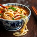 وعاء معكرونة دان دان سيتشوان حارة مع صوص كريمي ولمسة بهارات، لا تُقاوم.