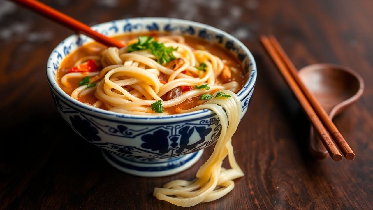 وعاء معكرونة دان دان سيتشوان حارة مع صوص كريمي ولمسة بهارات، لا تُقاوم.