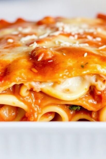 طبق لازانيا رافيولي بالجبن مع فطيرة مخبوزة سهلة بدون سلق، كعكة عشاء سريعة