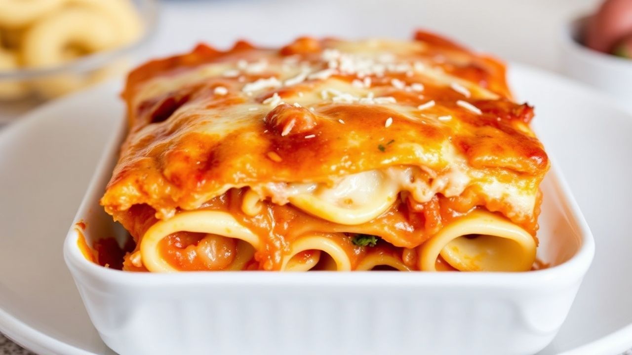 طبق لازانيا رافيولي بالجبن مع فطيرة مخبوزة سهلة بدون سلق، كعكة عشاء سريعة