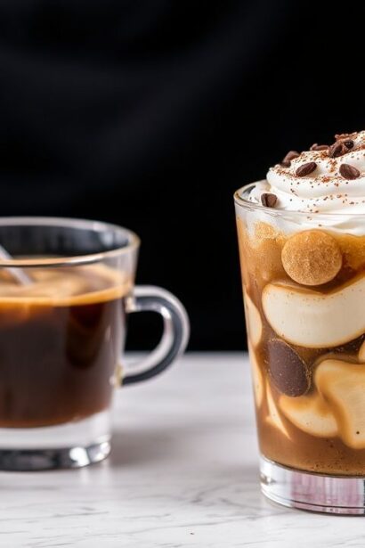 صورة حلوى القهوة غرانيتا مع كريمة بملعقة، باردة منعشة وجاهزة للتقديم، Chill & Thrill