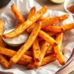 صورة لشرائح بطاطا حلوة مقرمشة بالفرن الهوائي، بحث عن الكمال في القرمشة.