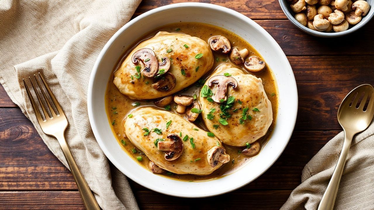 دجاج بالسكيلت مع صوص فطر كريمي سريع ولذيذ—وجبة دافئة لمدة 20 دقيقة