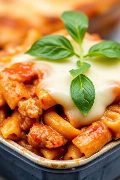 صورة زِتّي مخبوز بالجبن والمرتديلا الإيطالية مع صوص غني، لقمة شهية وتذوق savor