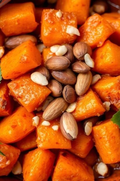 صورة لطبق طاجين البطاطا الحلوة بالبرقوق واللوز، رحلة نكهات شهية.