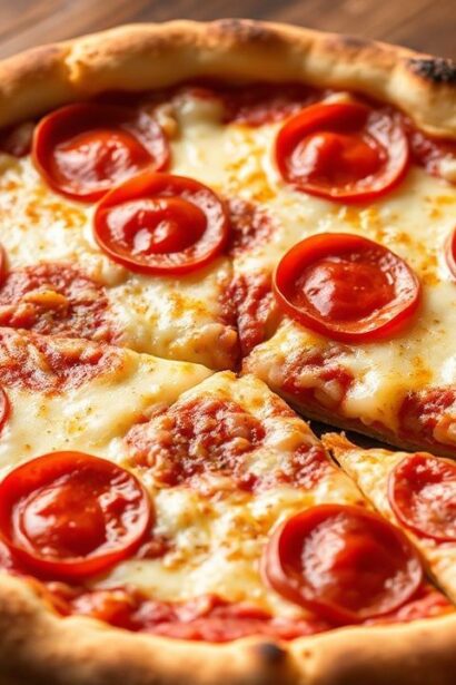 بيتزا بيبروني كلاسيكية بأطراف مقرمشة وتحمير ذهبي، مع لمسة فريدة من .