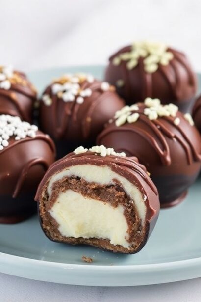 حلوى آيس كريم ترتفيل مغمّسة بالشوكولاتة الفاخرة، تفاصيل لذيذة ورغوة كريمية بترف.